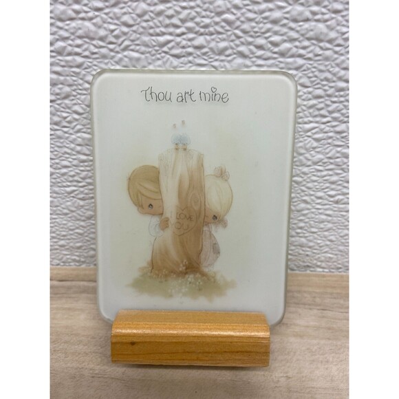 Vtg 1979 Enesco Precious Moments Thou Art Mine Tile & Stand - Picture 1 of 5